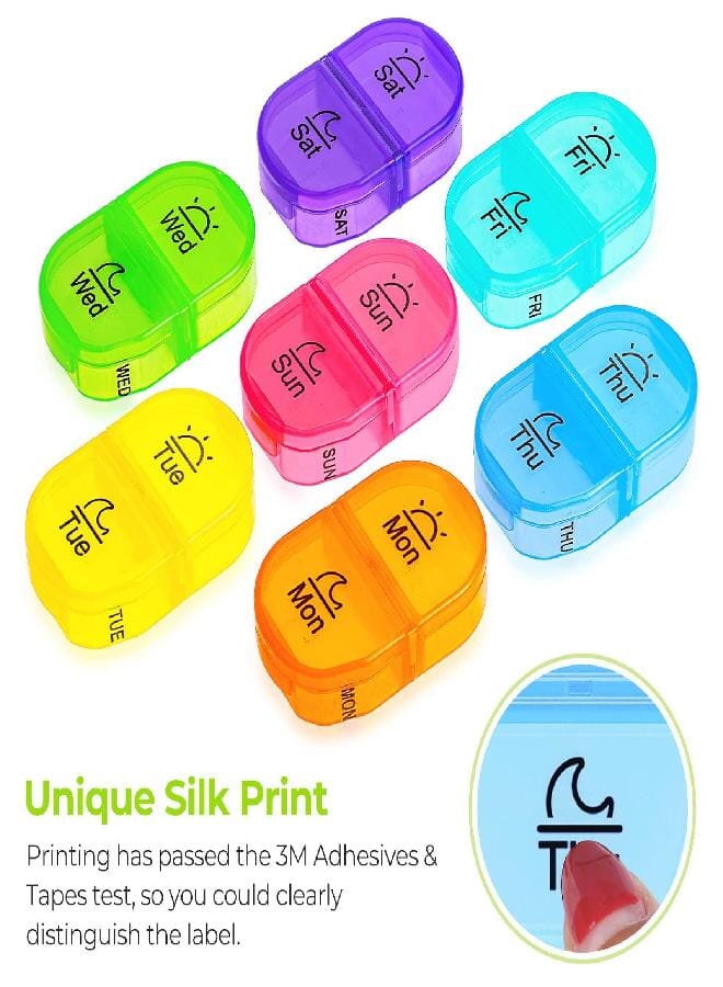 AUV0N AUVON Pill Box 2 Times a Day, Weekly Pill Organizer AM PM with 7 Daily Pocket Case to Hold Vitamin, Medicine, Medication, and Supplement - Image 5